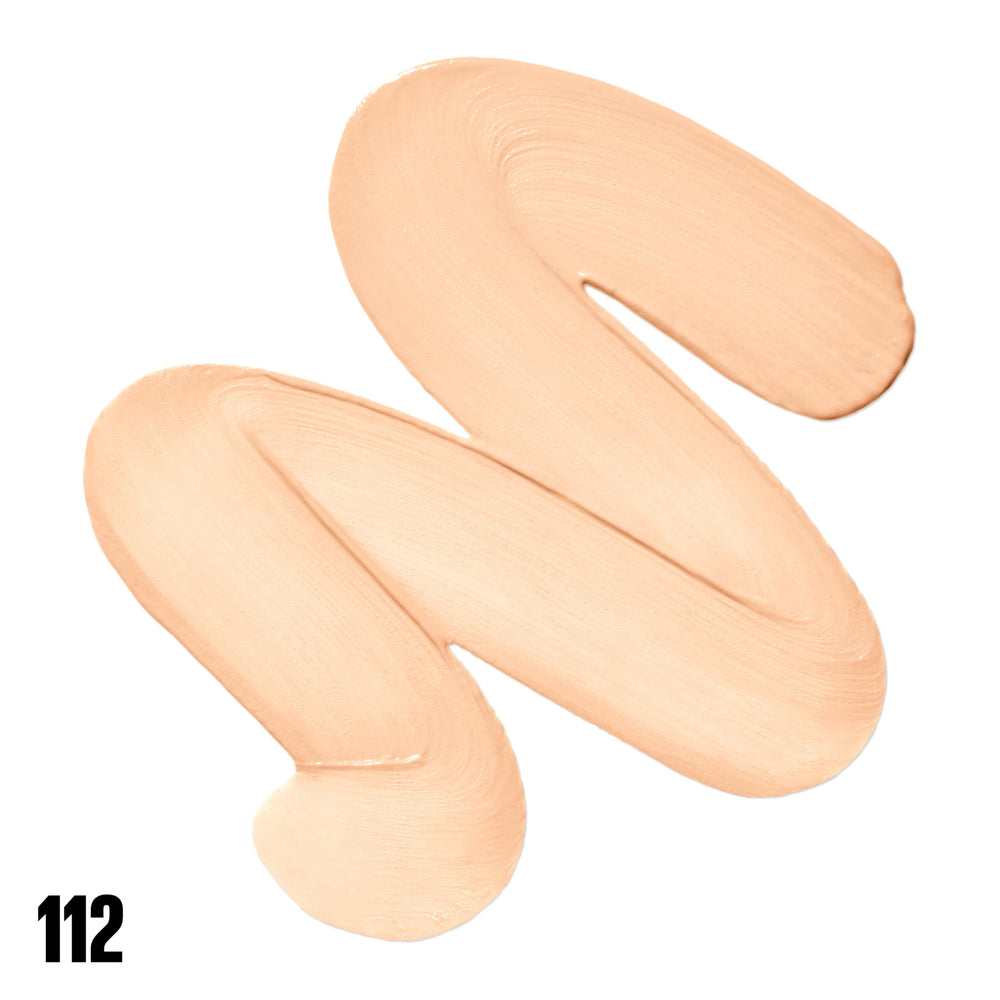 Maybelline Instant Age Rewind Eraser Foundation shade 112 swatch for warm neutral skin.