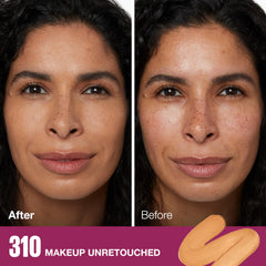 Maybelline sponge-tip applicator swatch shows medium coverage with smooth glide.