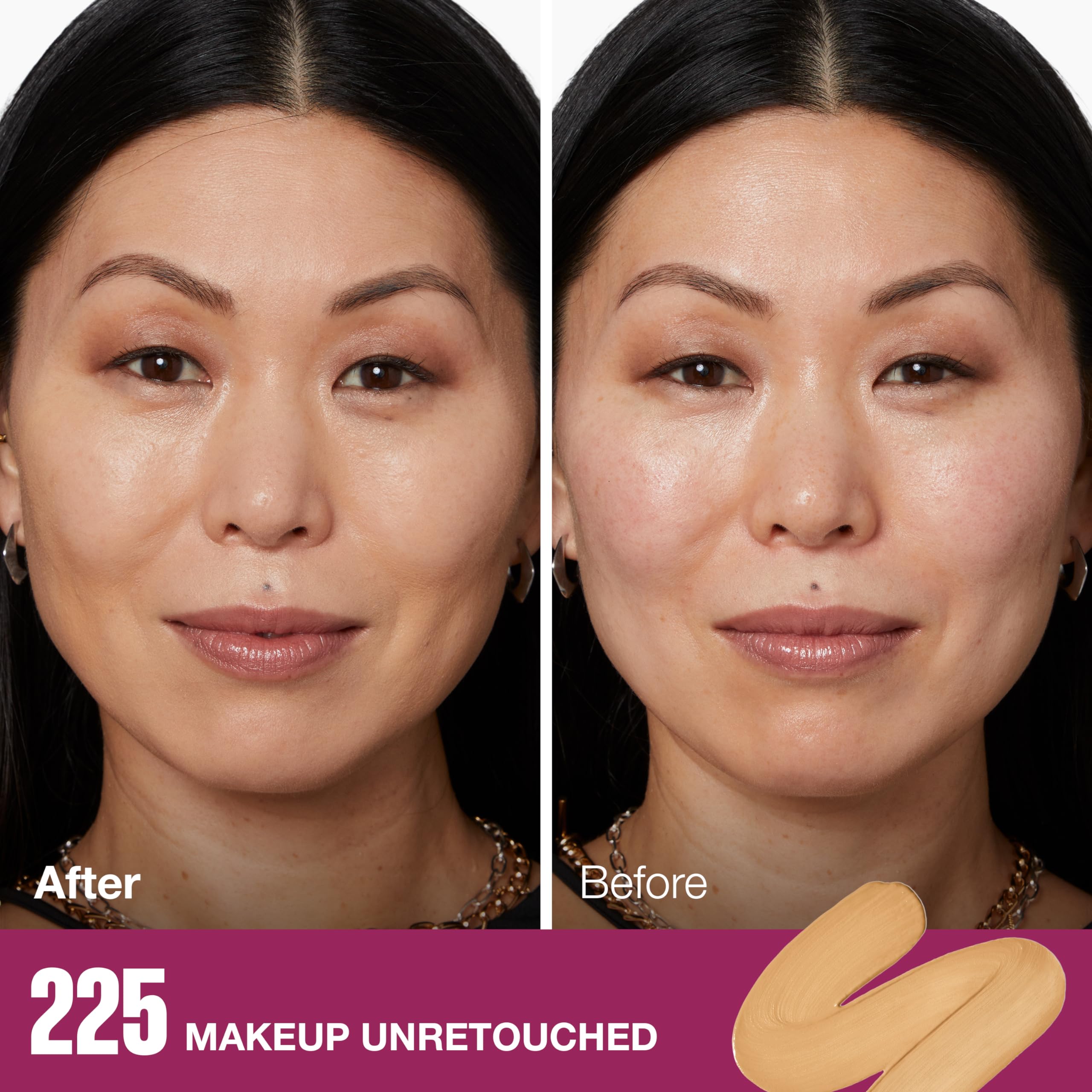 Maybelline Instant Age Rewind sponge-tip applicator applying foundation for blendable medium coverage.