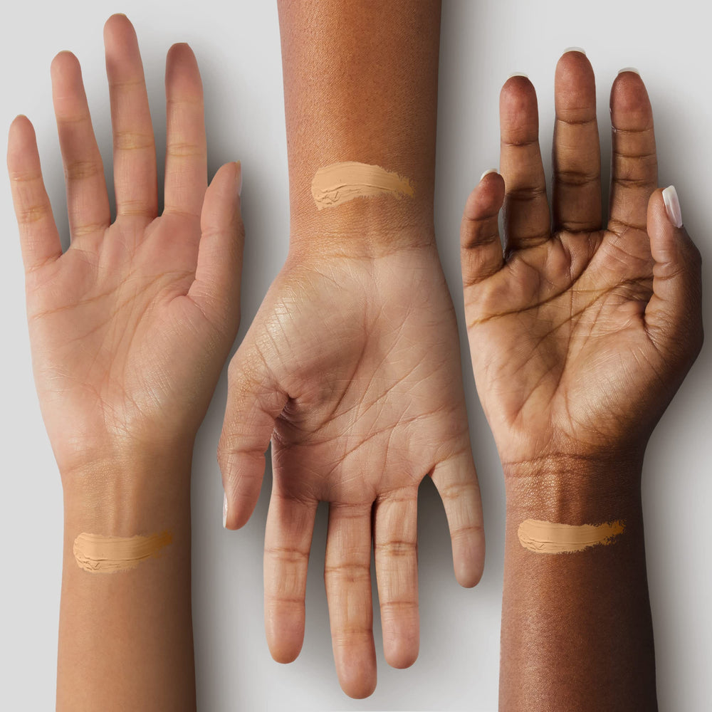 Maybelline Instant Age Rewind Foundation swatch reveals coverage and brightness