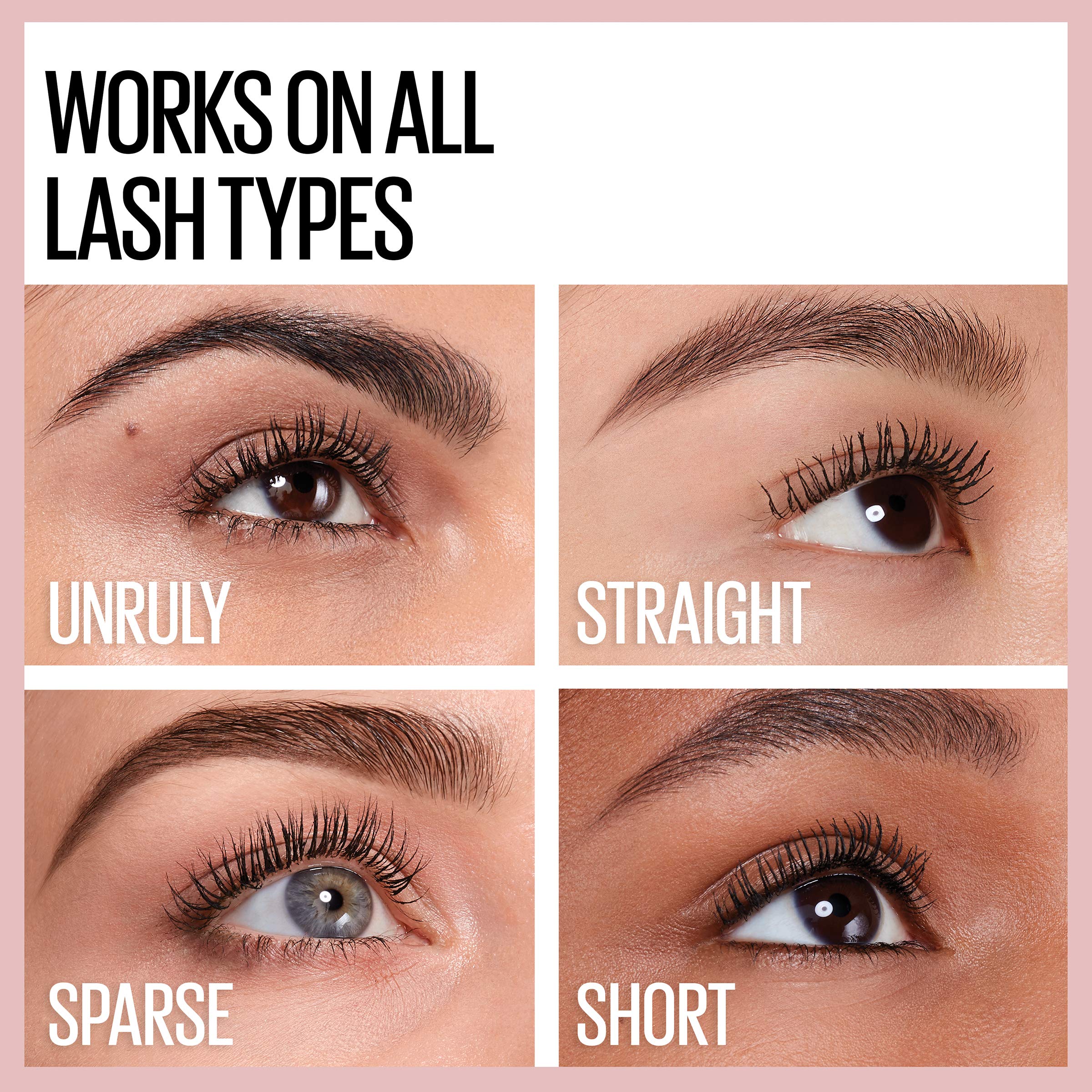 Maybelline Lash Sensational before and after application detail.