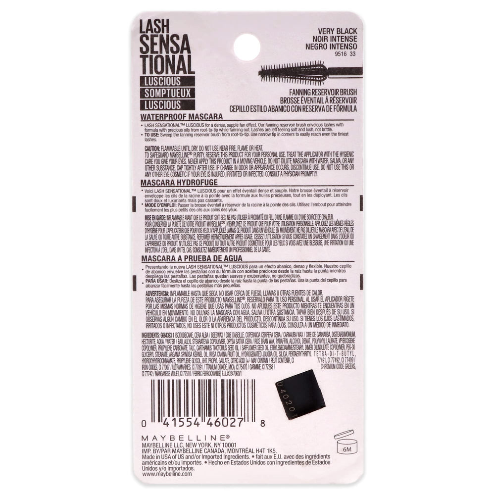 Maybelline Lash Sensational Luscious Waterproof Mascara after first coat shows dramatic lift and separation