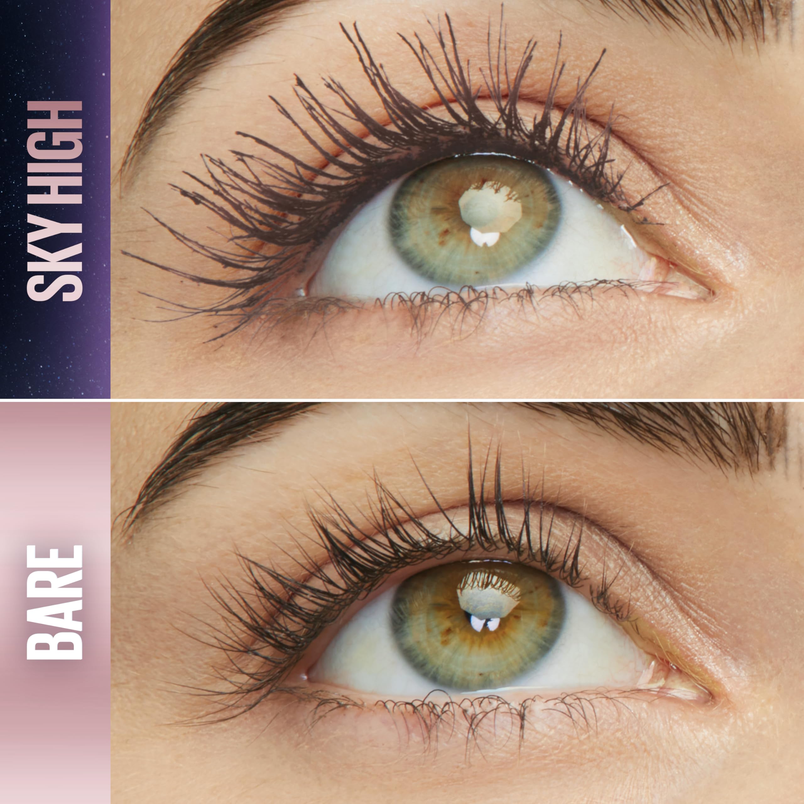 Maybelline Sky High Flex Tower brush bending for volumizing lashes from root to tip