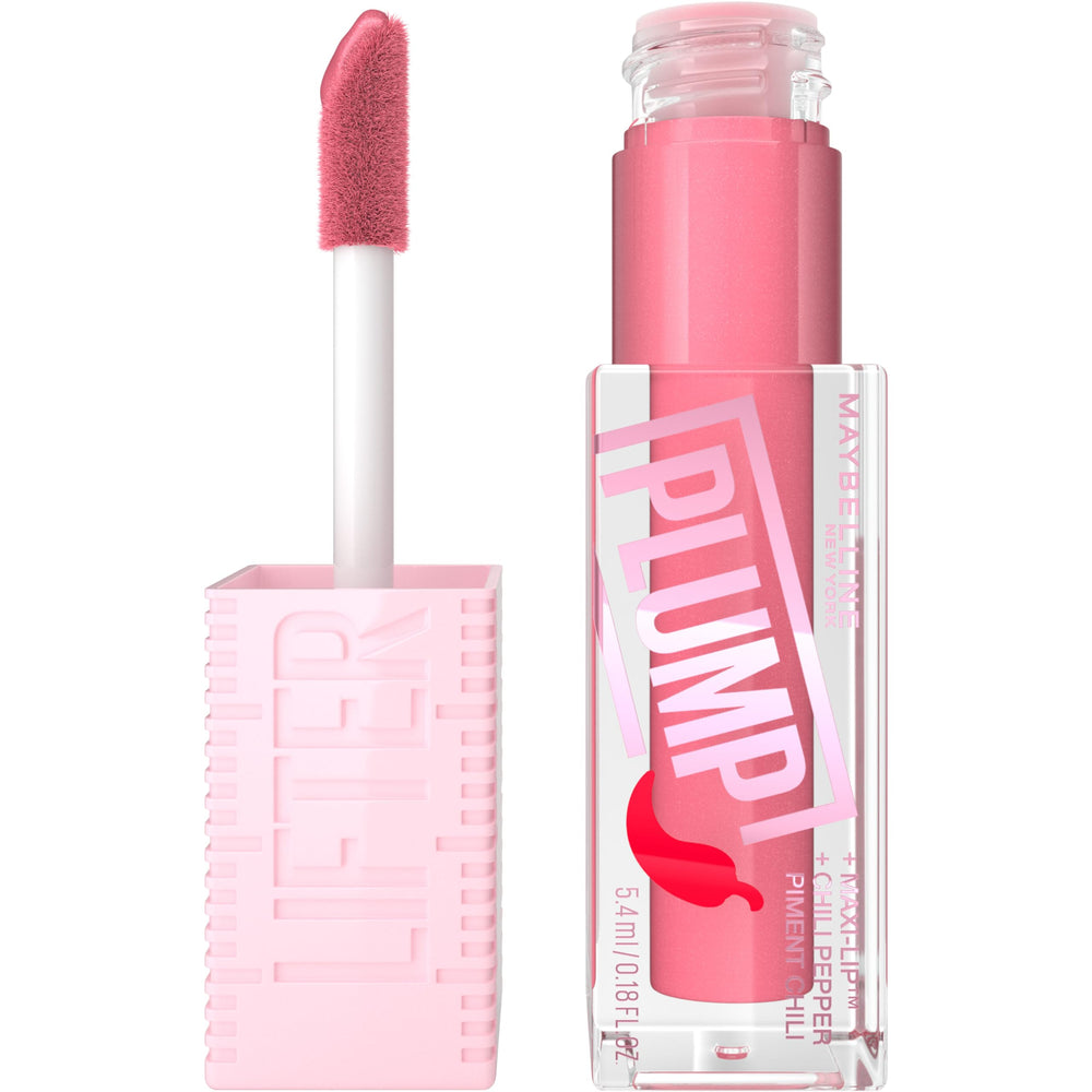 Maybelline Lifter Gloss Plump Blush Blaze swatch showing intense gloss and lift