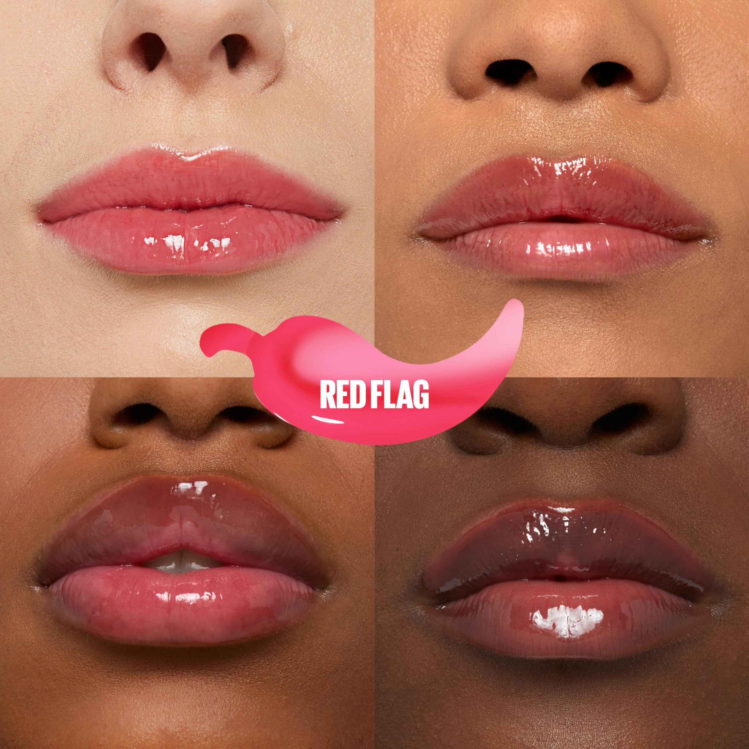 Maybelline Lifter Gloss Plump lips close-up shows instant lift and shine.