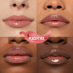Maybelline Lifter Gloss Plump Peach Fever swatch adds warmth and shine.