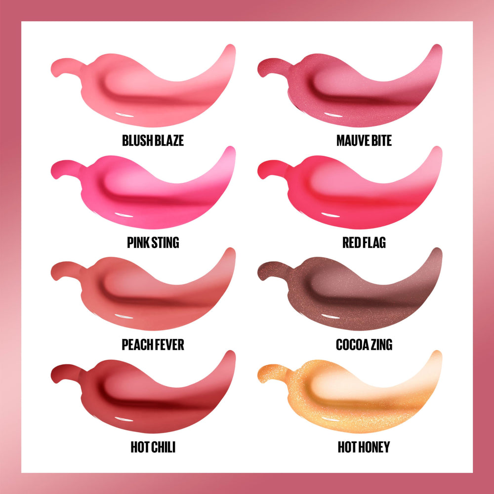 Maybelline Lifter Gloss Plump wear test swatch demonstrates lasting shine