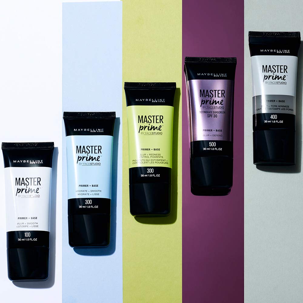Maybelline Master Prime face-base-before-foundation preps skin for even foundation application.