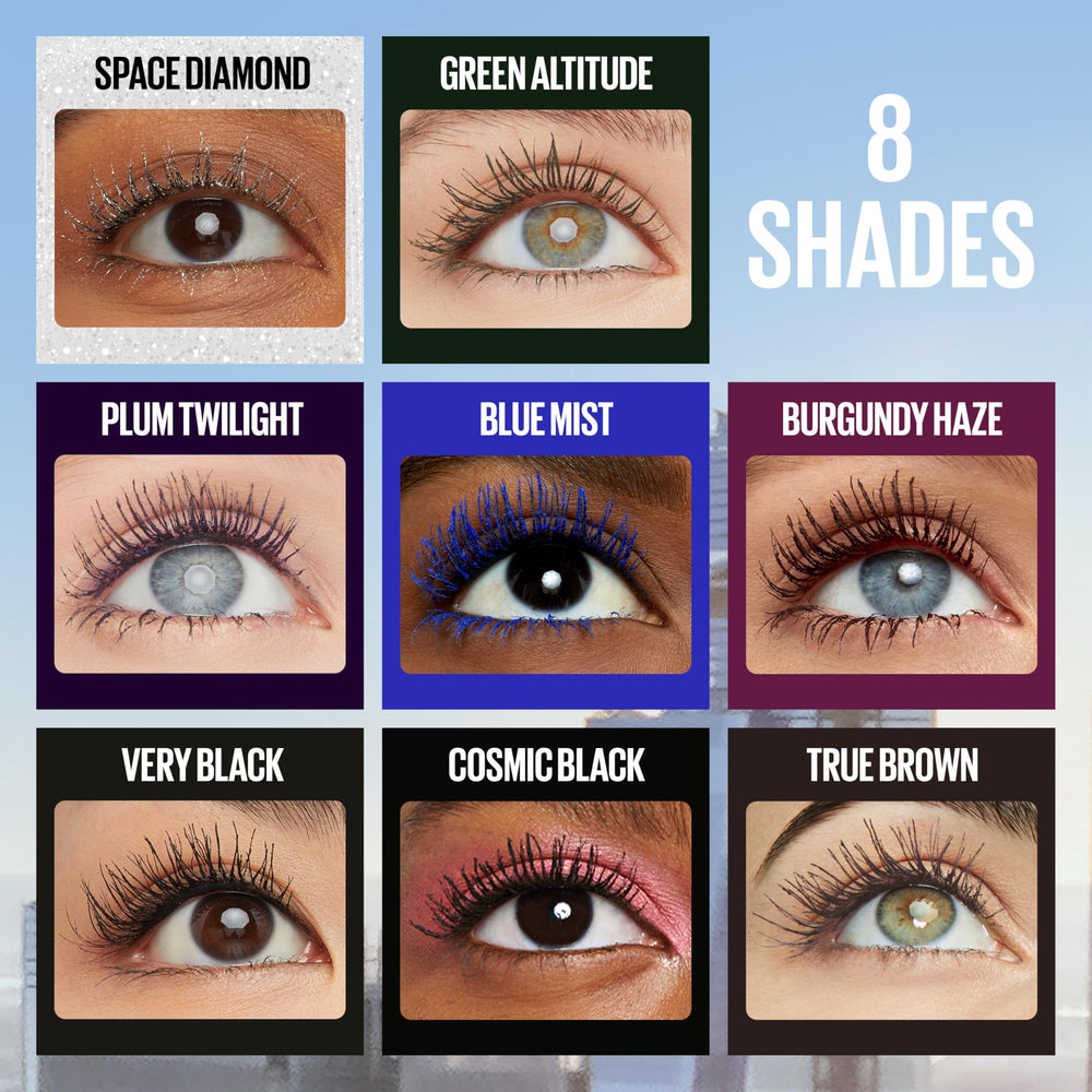 Maybelline model wearing mascara showing lifted, fanned lash effect