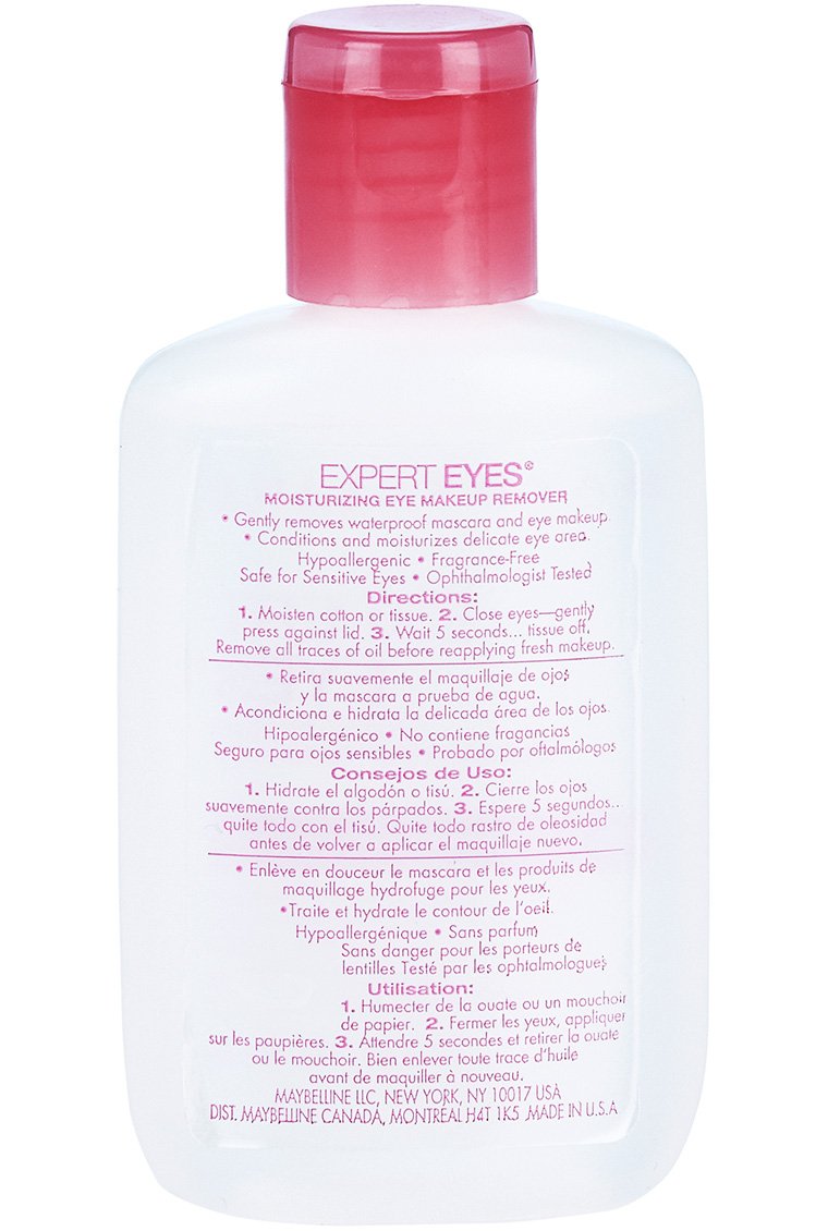 Maybelline Expert Eyes remover application view demonstrating simple steps for eye makeup removal