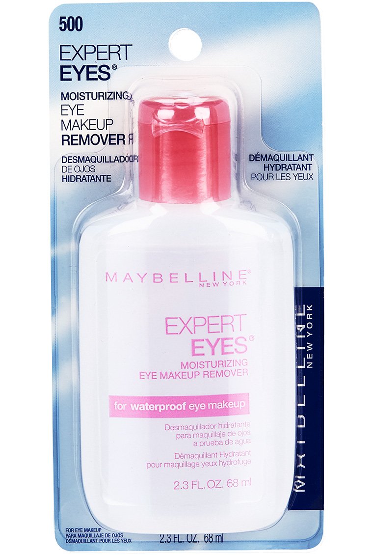 Maybelline Expert Eyes remover packaging highlights compatibility with waterproof makeup