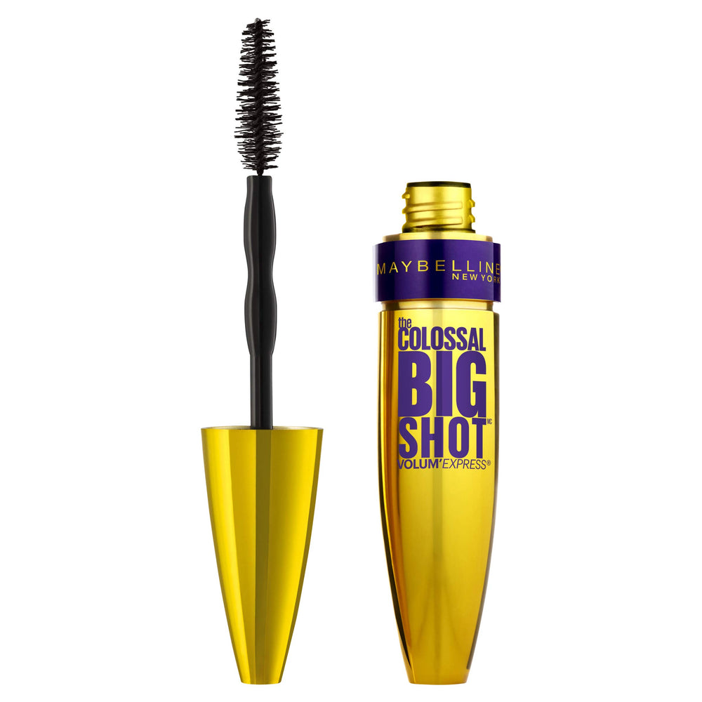 Maybelline Colossal Big Shot mascara tube on white backdrop
