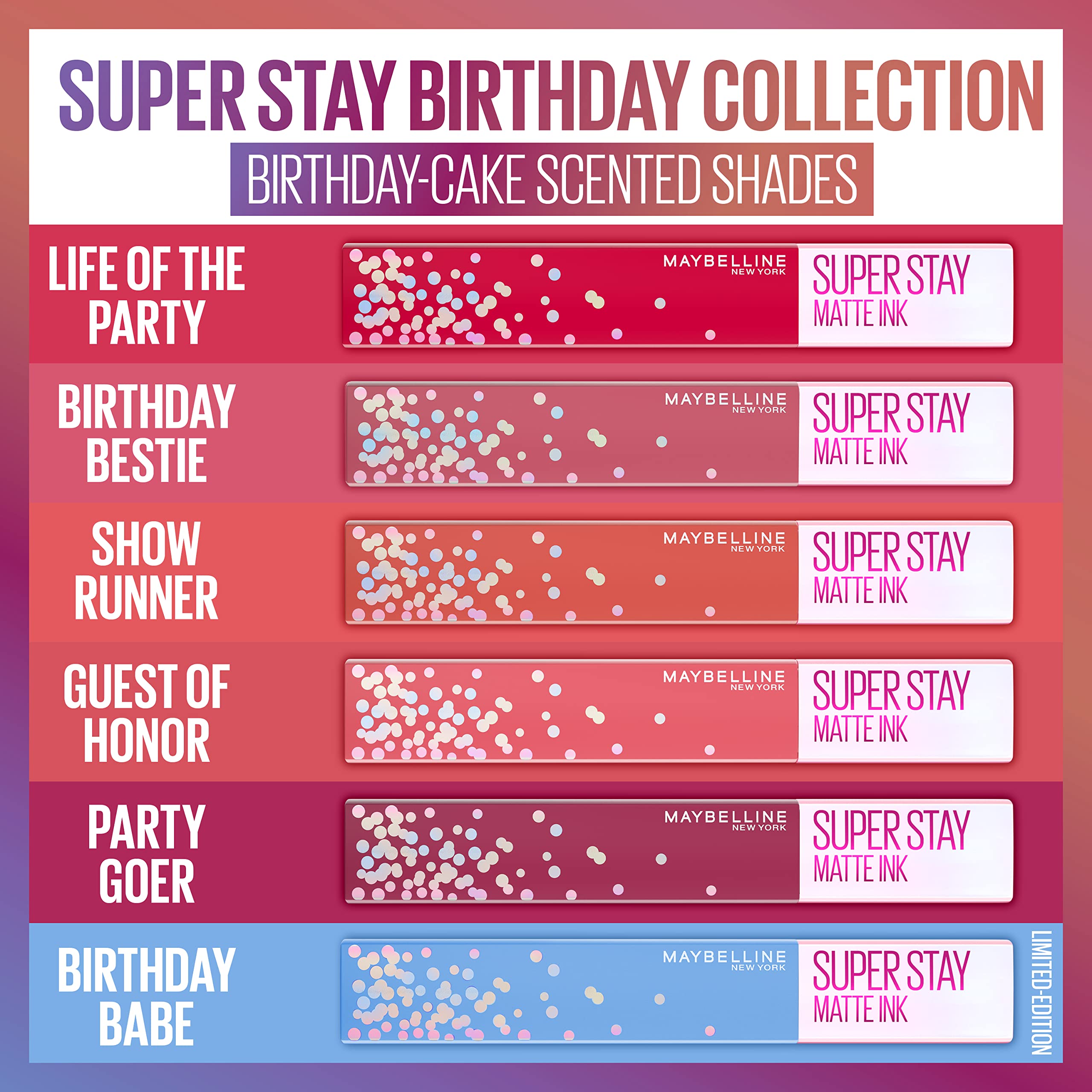 Maybelline six new birthday shades provide extra pop for celebrations
