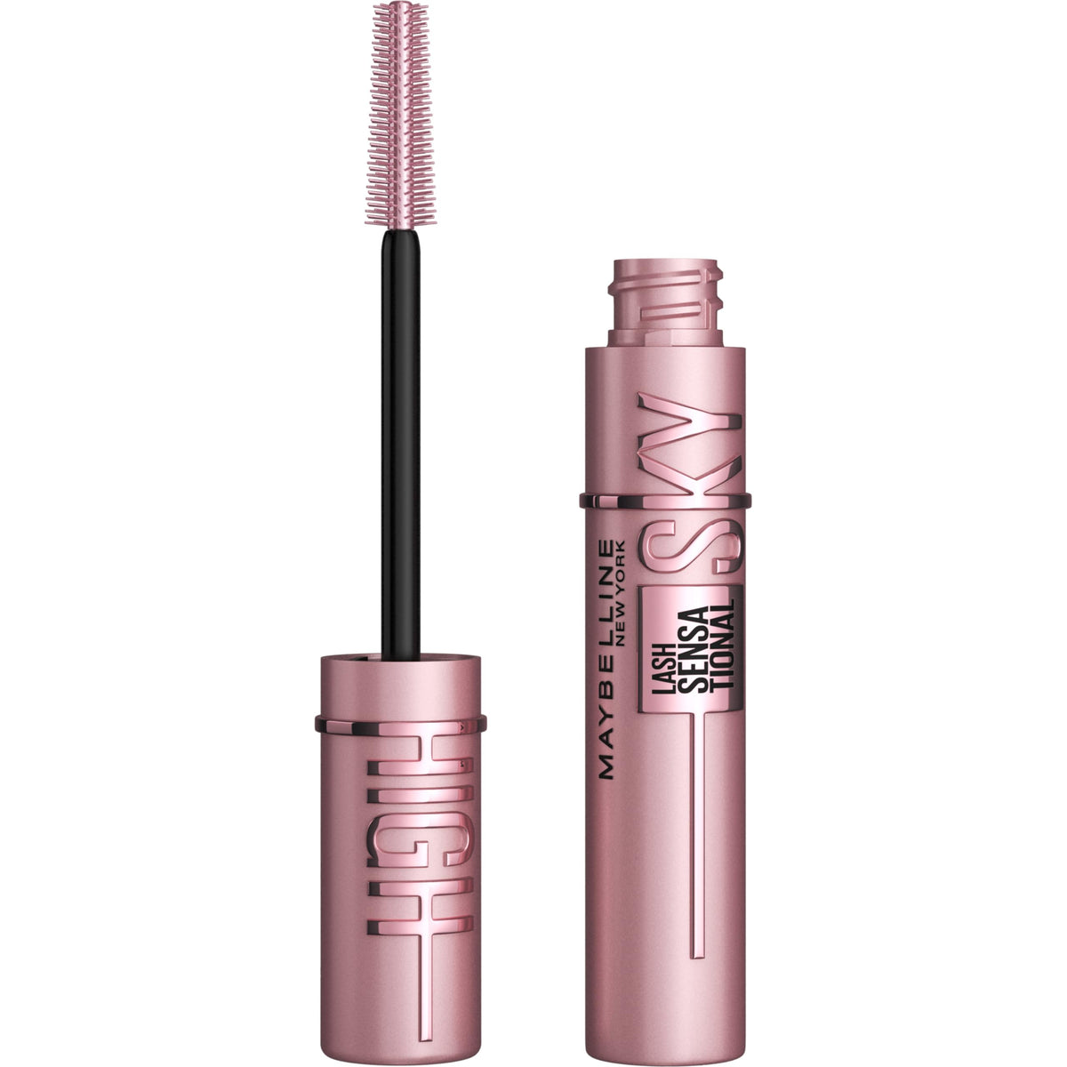 Maybelline Sky High front wand showing flexible brush and easy application benefit
