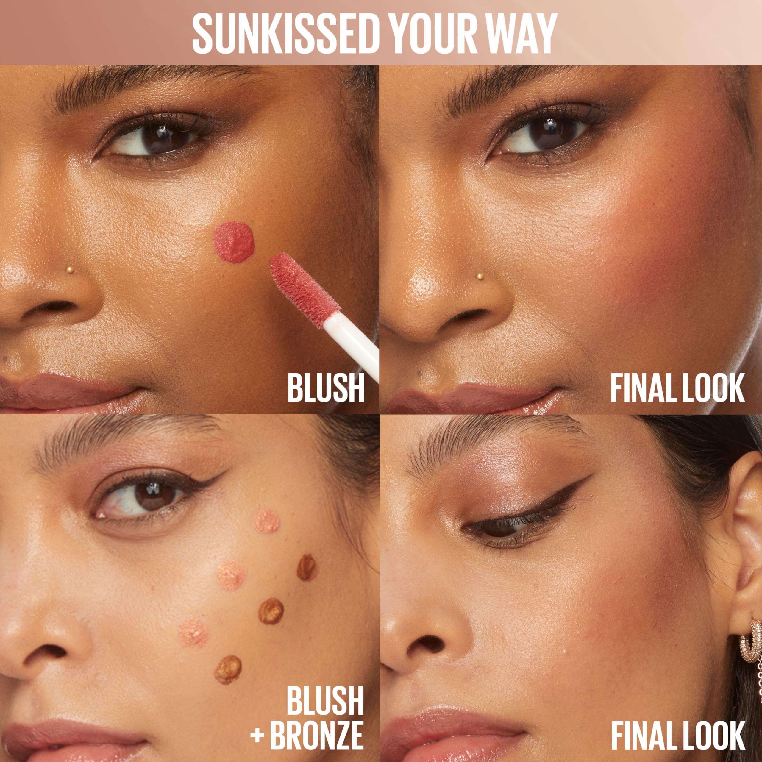 Maybelline Sunkisser dura hasta 12 horas con acabado luminoso.