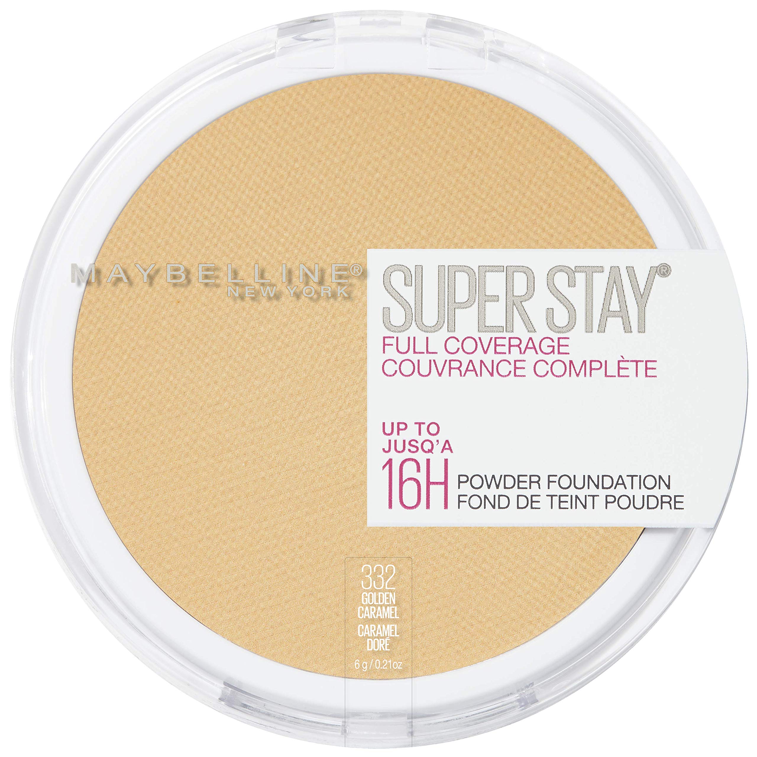 Maybelline Super Stay powder foundation in Golden Caramel compact delivers full coverage and matte finish.