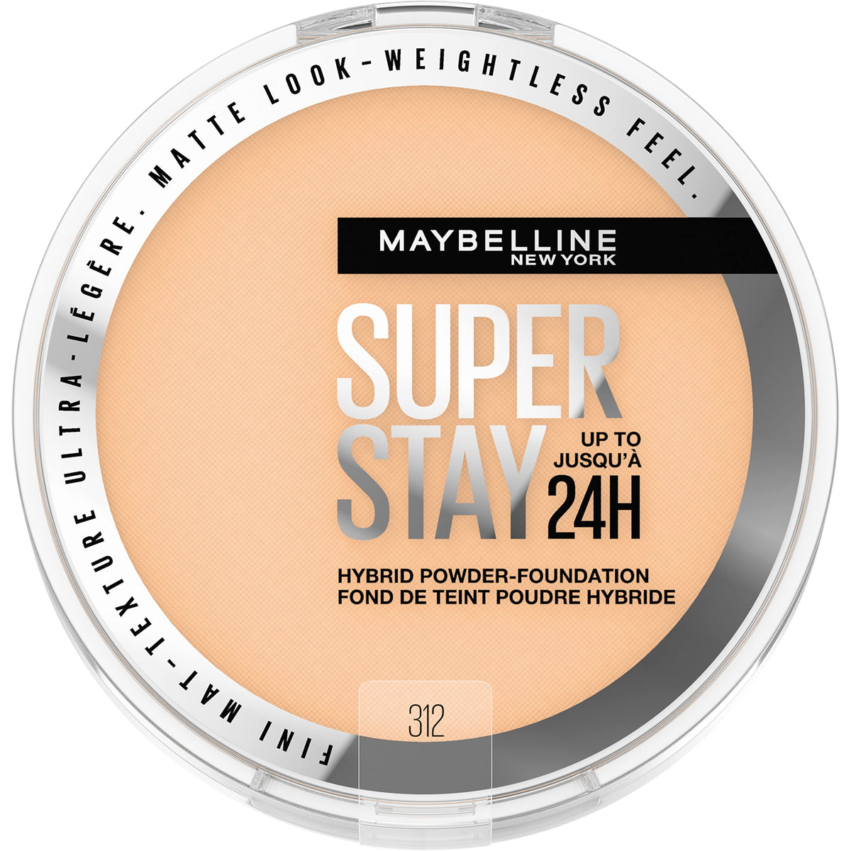 Maybelline Super Stay Hybrid Powder Foundation compact shows portable weightless coverage