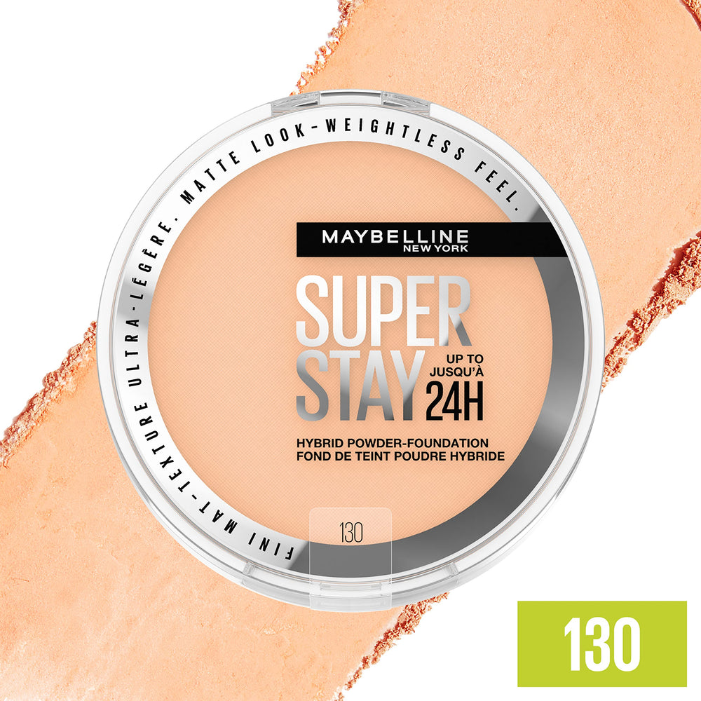 Maybelline Super Stay Hybrid Powder Foundation matte finish close-up highlighting weightless feel