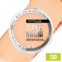 Maybelline Super Stay Hybrid Powder Foundation matte finish close-up highlighting weightless feel