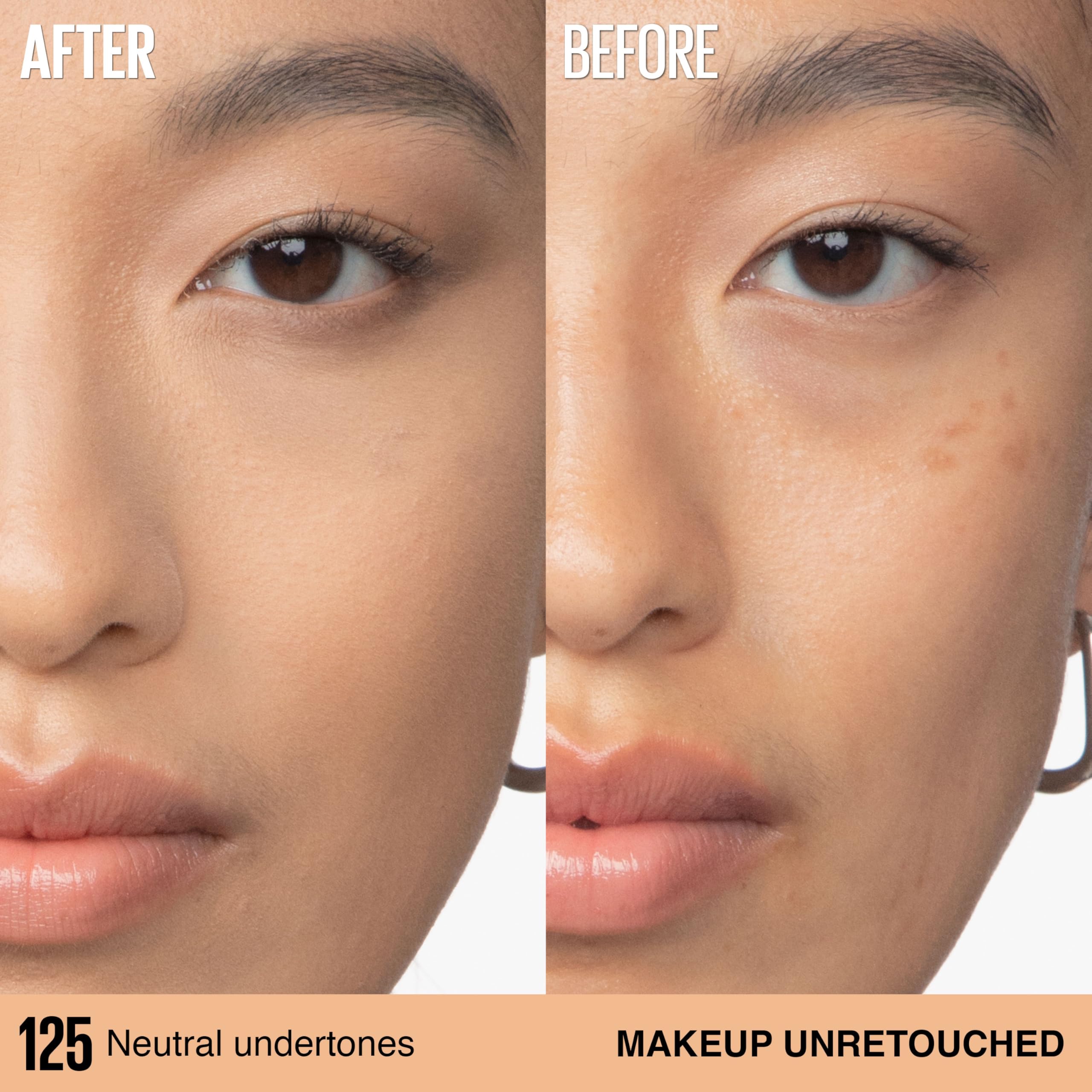 Maybelline Super Stay Lumi-Matte foundation application spread shows lightweight feel.