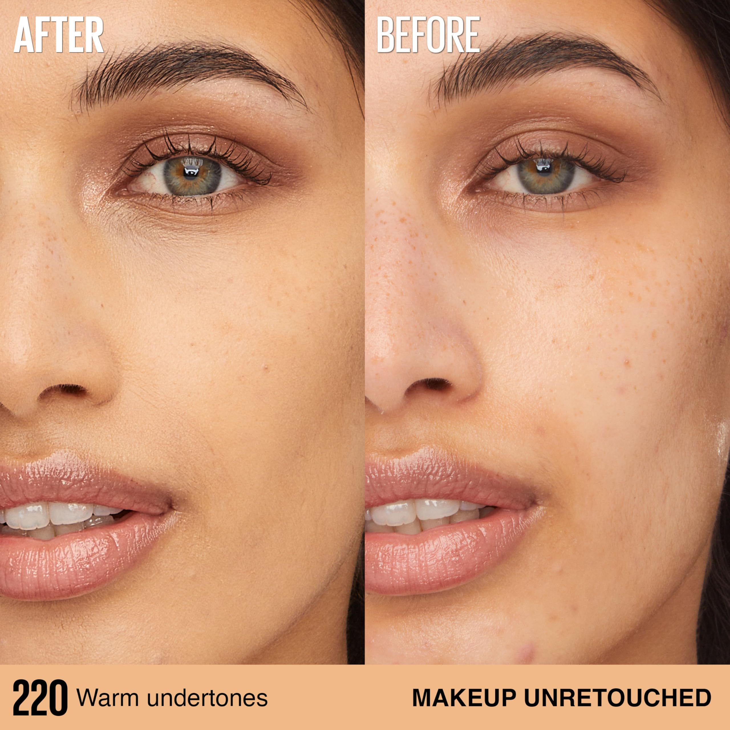 Maybelline Super Stay Lumi-Matte Foundation on cheek reveals smooth luminous-matte glow.