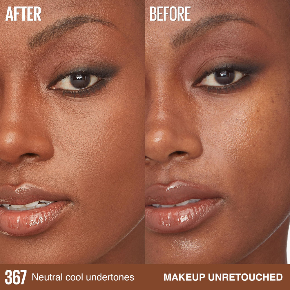 Maybelline Super Stay Lumi-Matte Foundation applied to skin for a flawless base.