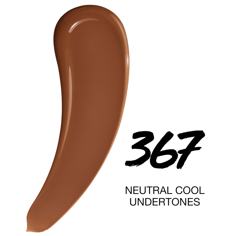 Maybelline Super Stay Lumi-Matte Foundation swatch while blending to build coverage.