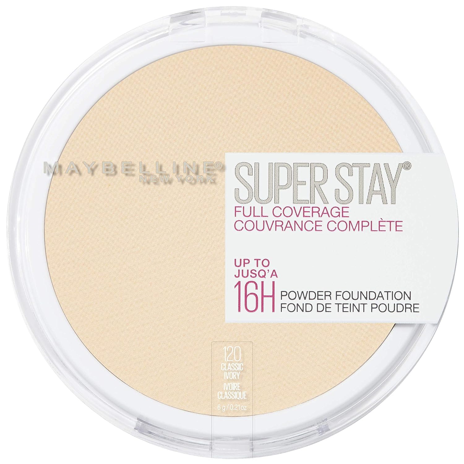 Maybelline Super Stay powder foundation Classic Ivory compact for lasting coverage.