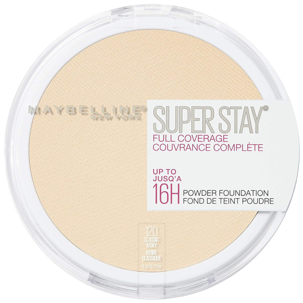 Maybelline Super Stay powder foundation Classic Ivory compact for lasting coverage.