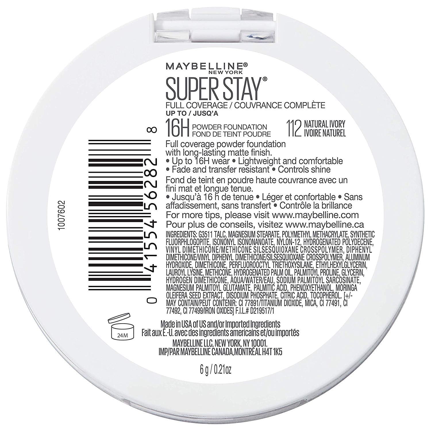 Maybelline Super Stay powder foundation applied for full-coverage look.