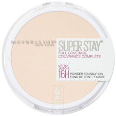 Maybelline Super Stay powder foundation compact packaging for long-lasting matte wear.