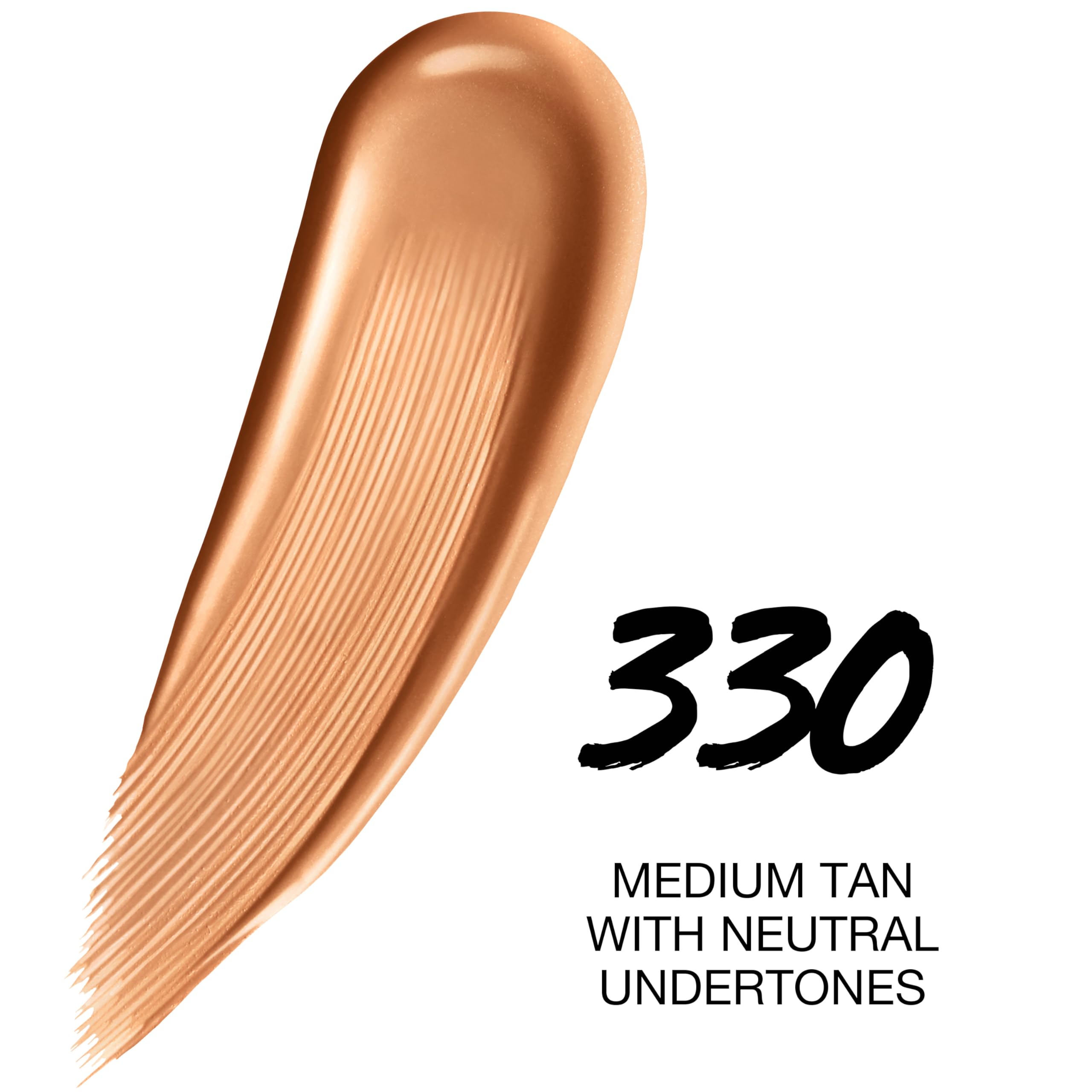 Maybelline Super Stay Skin Tint application swatch demonstrates vitamin C derivative brightening.