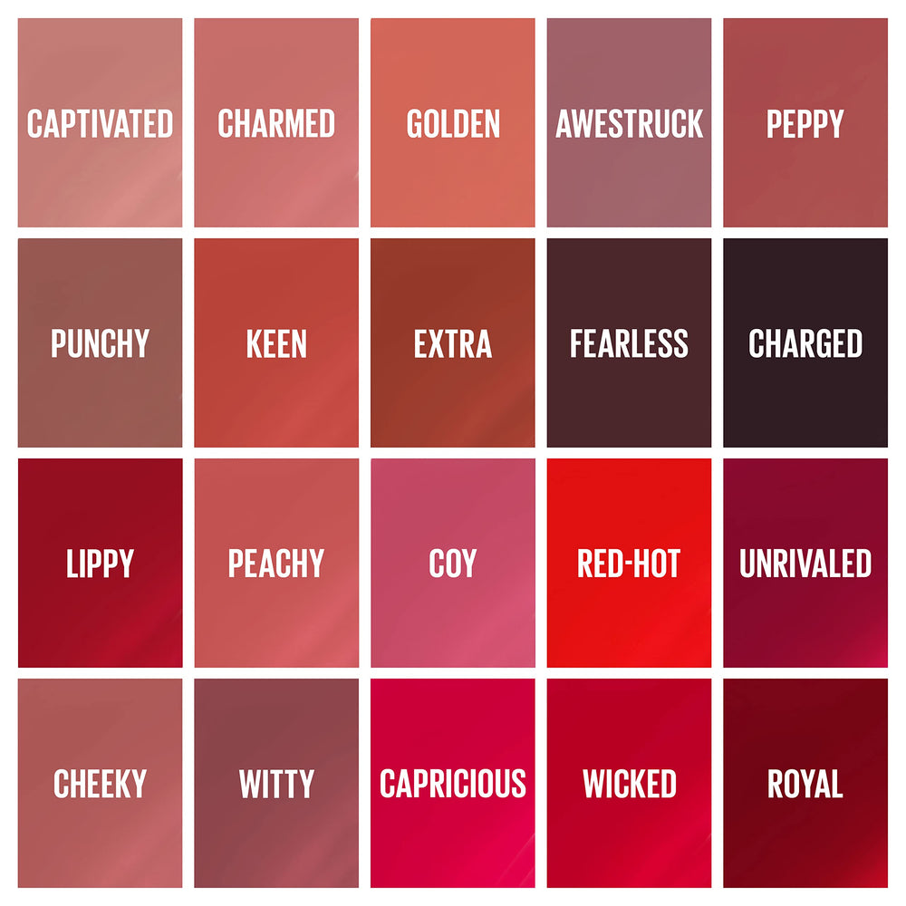 Maybelline Super Stay Vinyl Ink shades display shows 20 from bold to nude