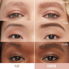Maybelline Superfluff Brow Mousse fluff brush applying lightweight volume to brows.