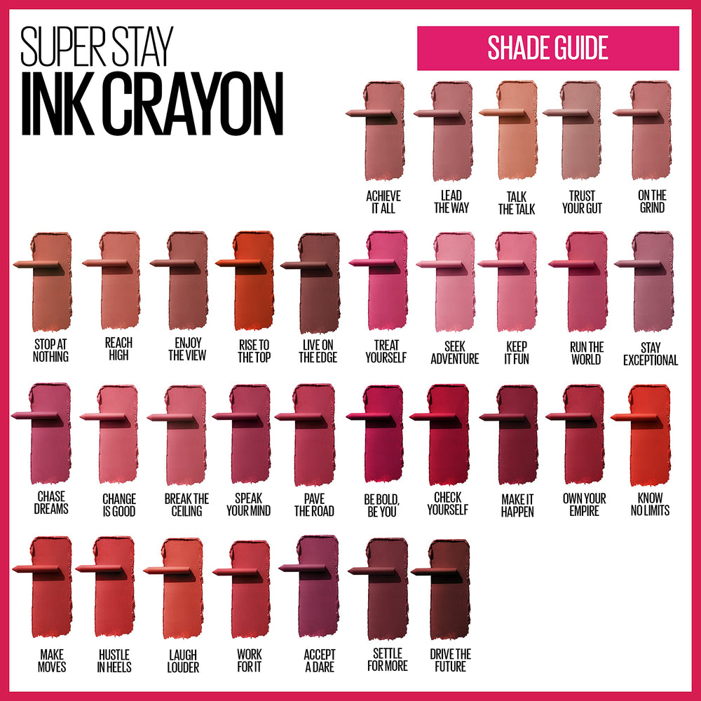 Maybelline SuperStay Ink Crayon Laugh Louder matte finish offers durable color through a busy day.