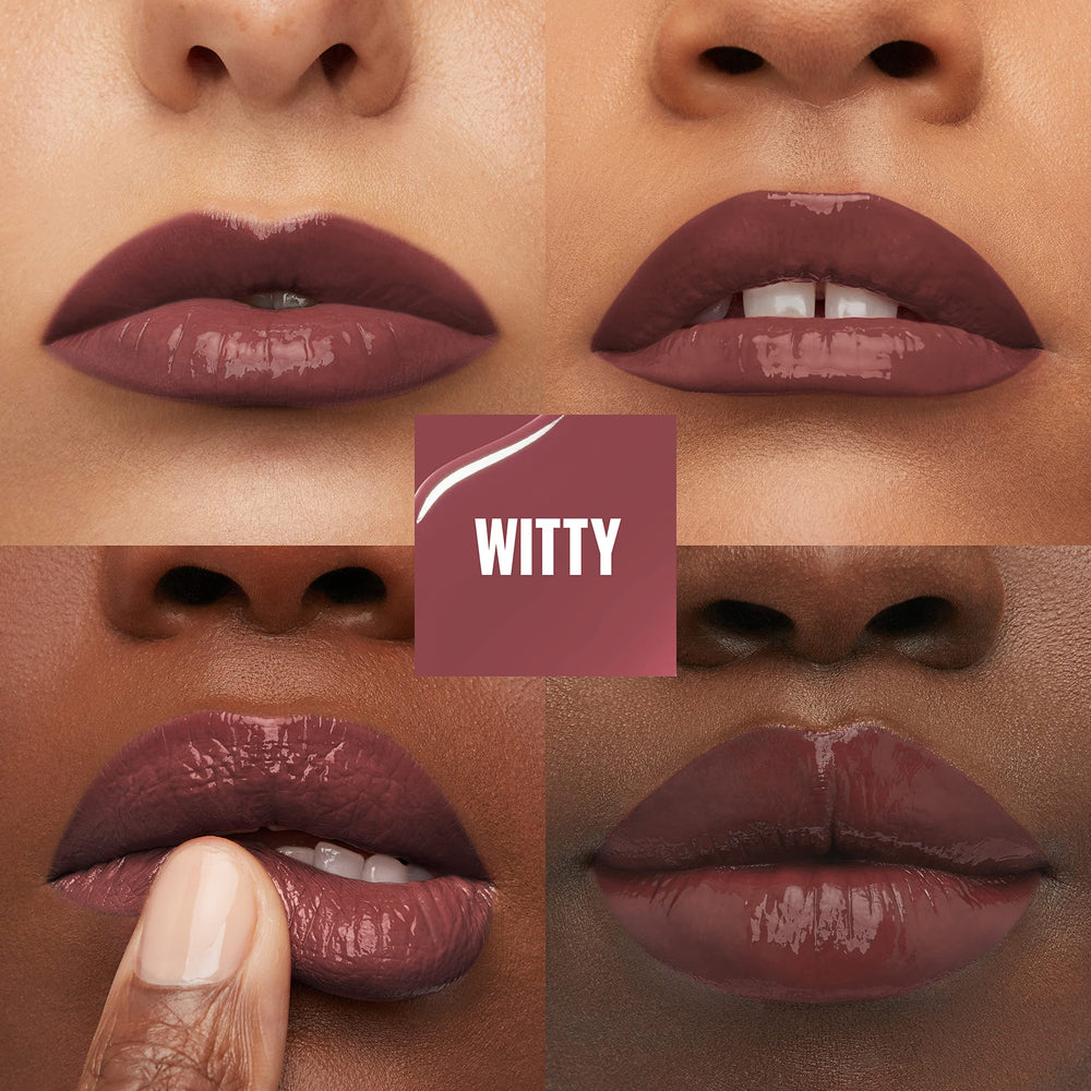 Maybelline Super Stay Vinyl Ink bottle highlighting the shade range display