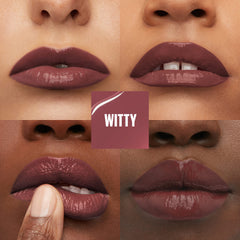 Maybelline Super Stay Vinyl Ink bottle highlighting the shade range display