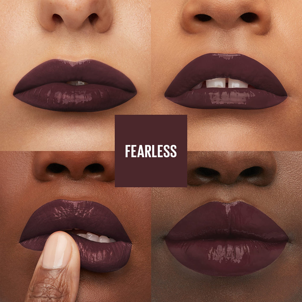 Maybelline Super Stay Vinyl Ink on lips showing instant shine and color payoff.