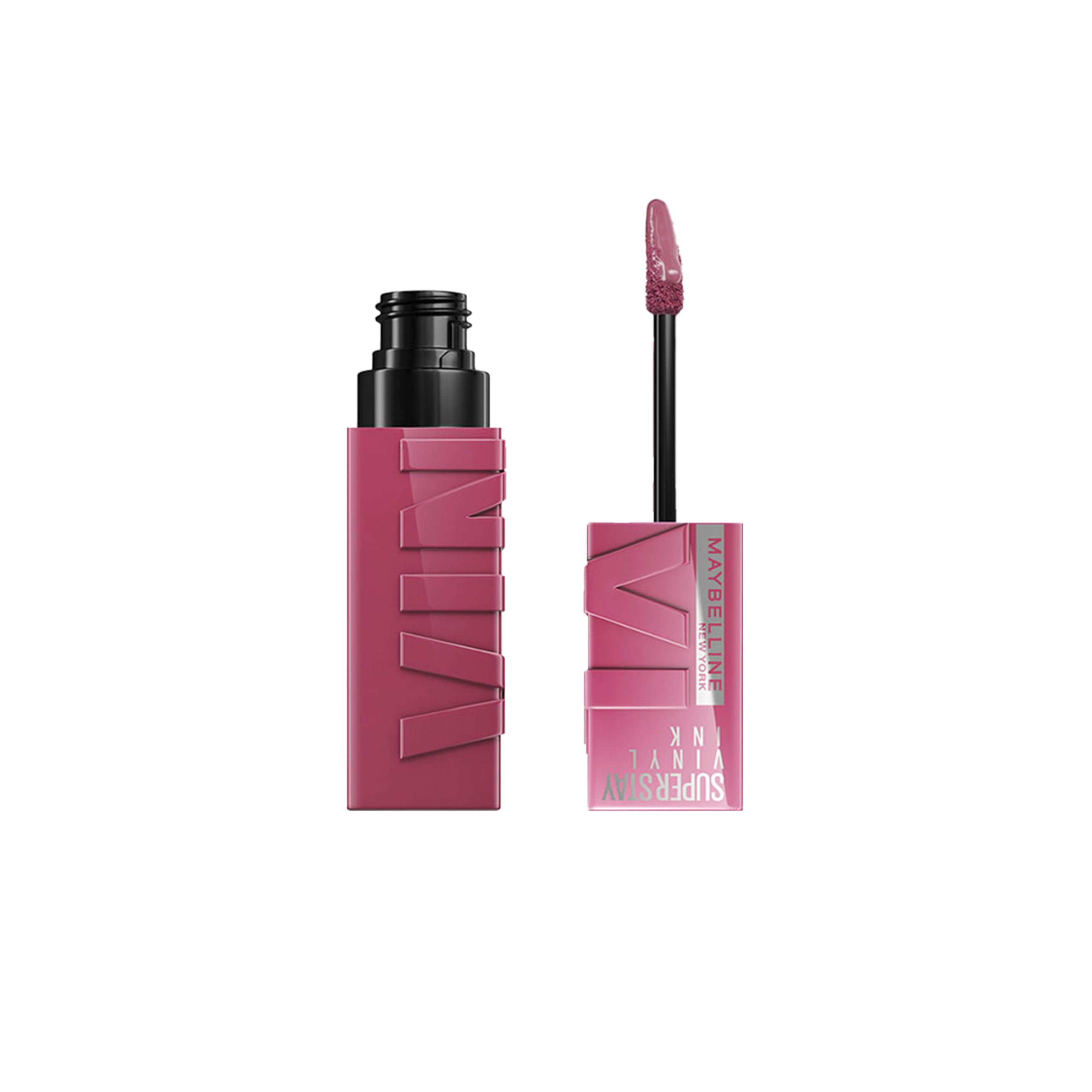Maybelline Super Stay Vinyl Ink coy rose-mauve nude lipcolor swatch showing longwear shine