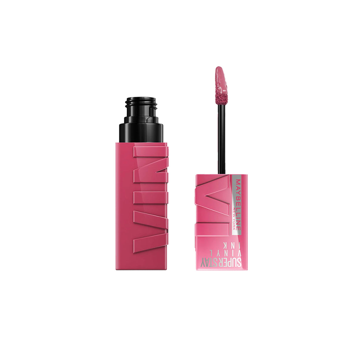 Maybelline Super Stay Vinyl Ink coy rose-mauve nude lipcolor swatch showing longwear shine