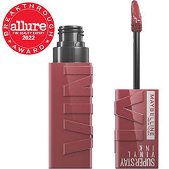 Maybelline Super Stay Vinyl Ink flocked-tip applicator for precise, long-lasting color