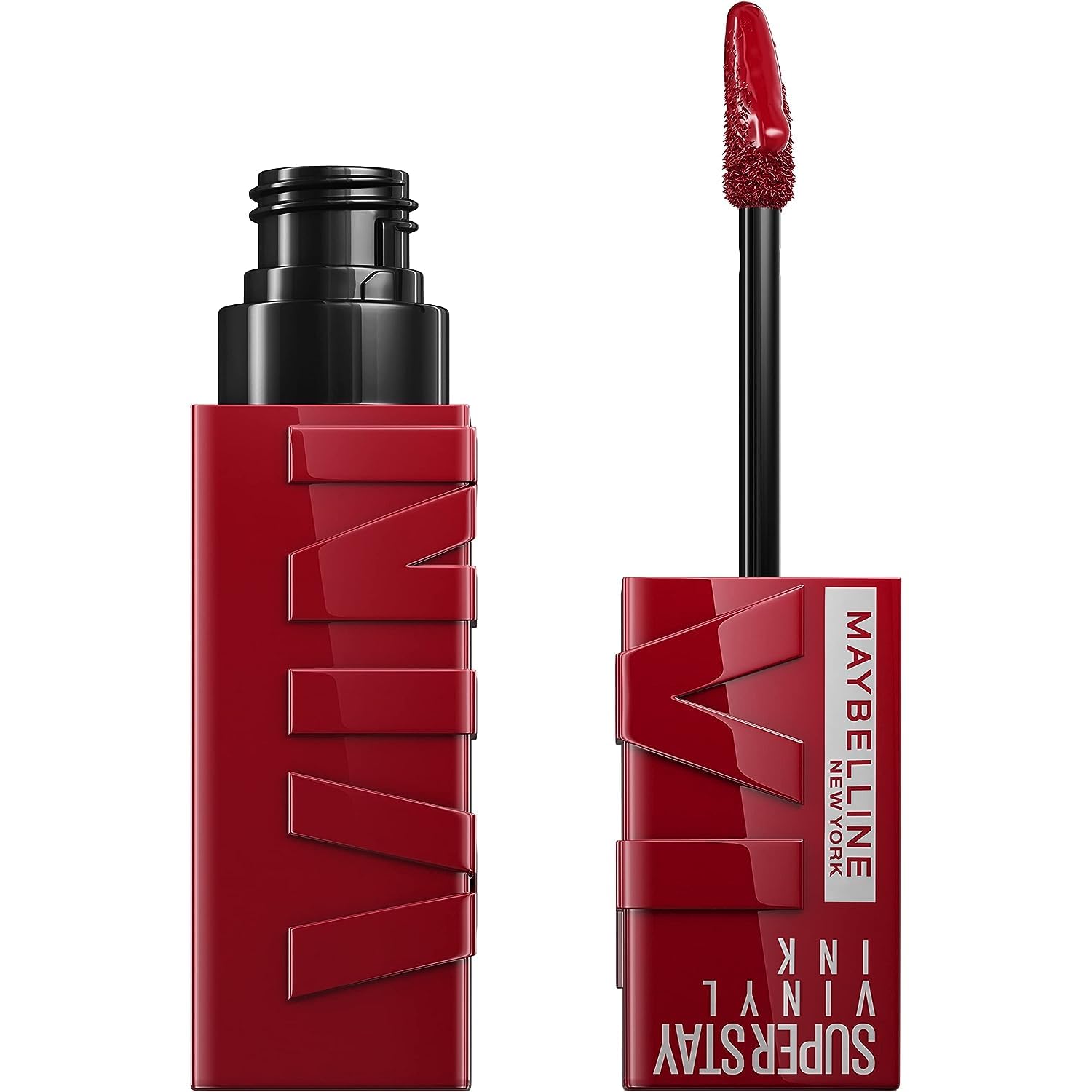 Maybelline Super Stay Vinyl Ink lipcolor bottle closeup showing glossy, long-wearing finish