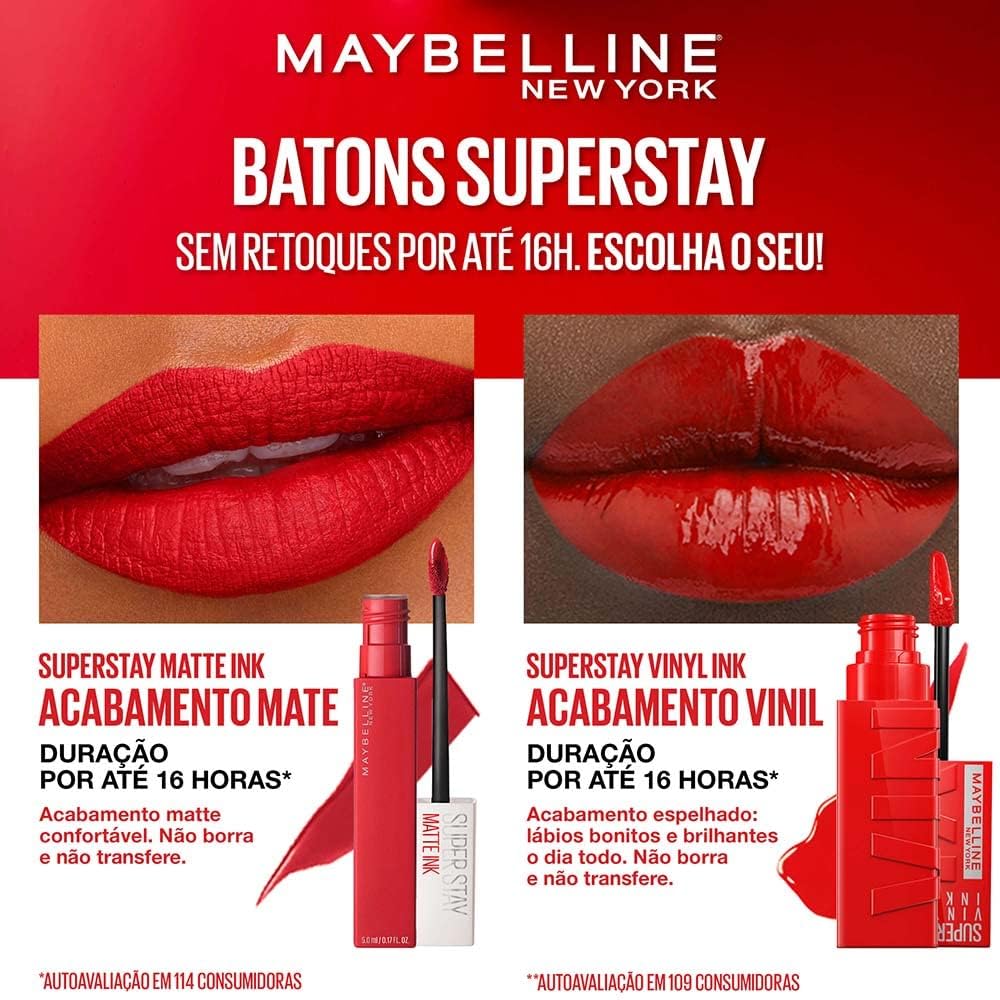 Maybelline Super Stay Vinyl Ink shade range includes ten vibrant tones