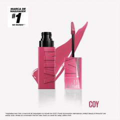 Maybelline Vinyl Ink swatch reveals rose-mauve shade for all-day color and gloss