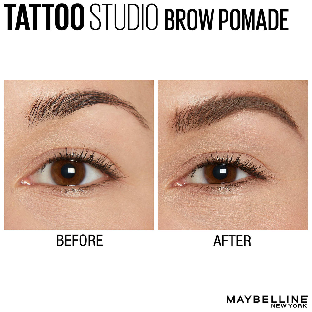 Close-up application showing even, clean brow definition with matte finish.