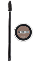 Maybelline TattooStudio Brow Pomade Soft Brown tube for long-lasting color.