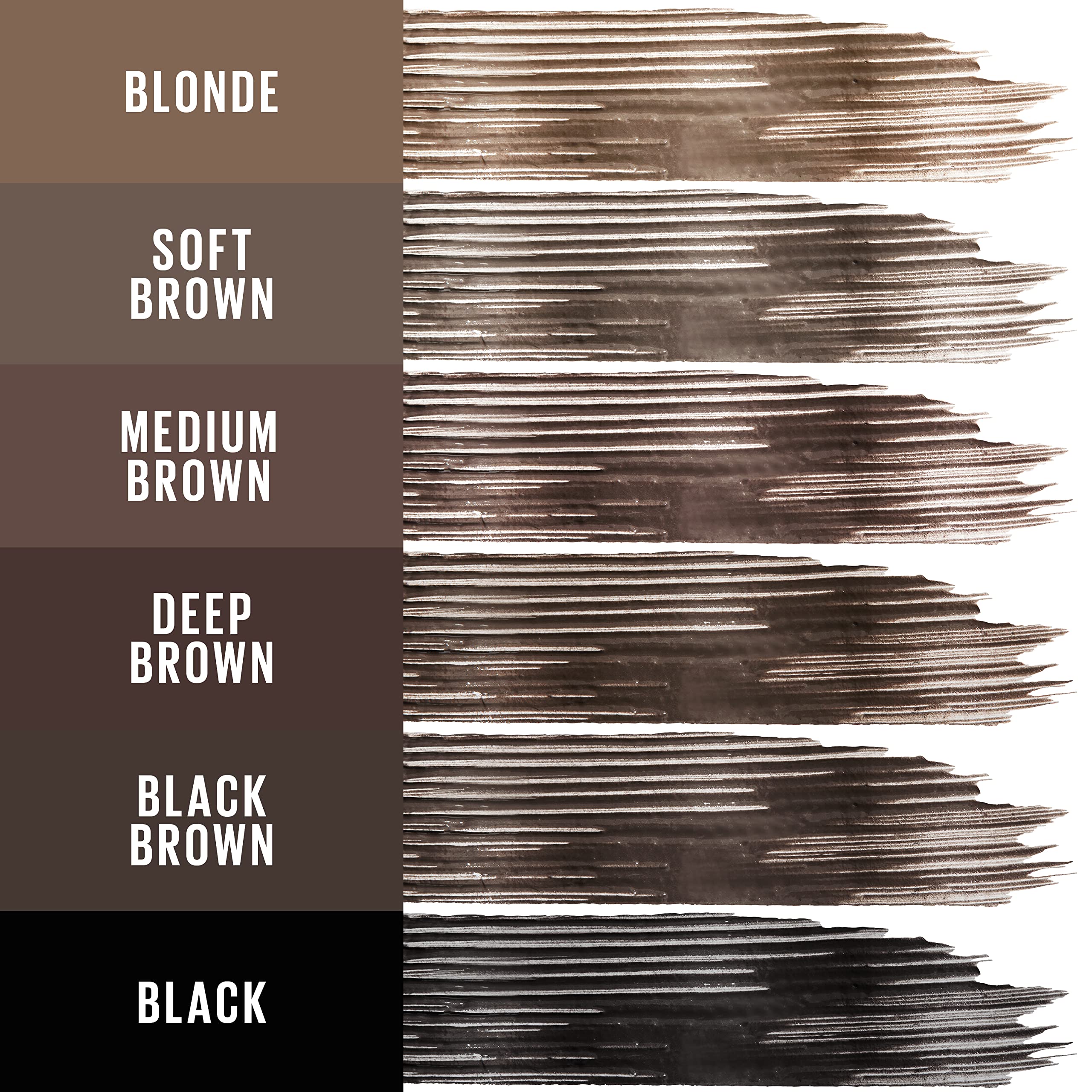Maybelline Tattoo Studio Brow Styling Gel six shade range for versatile looks.