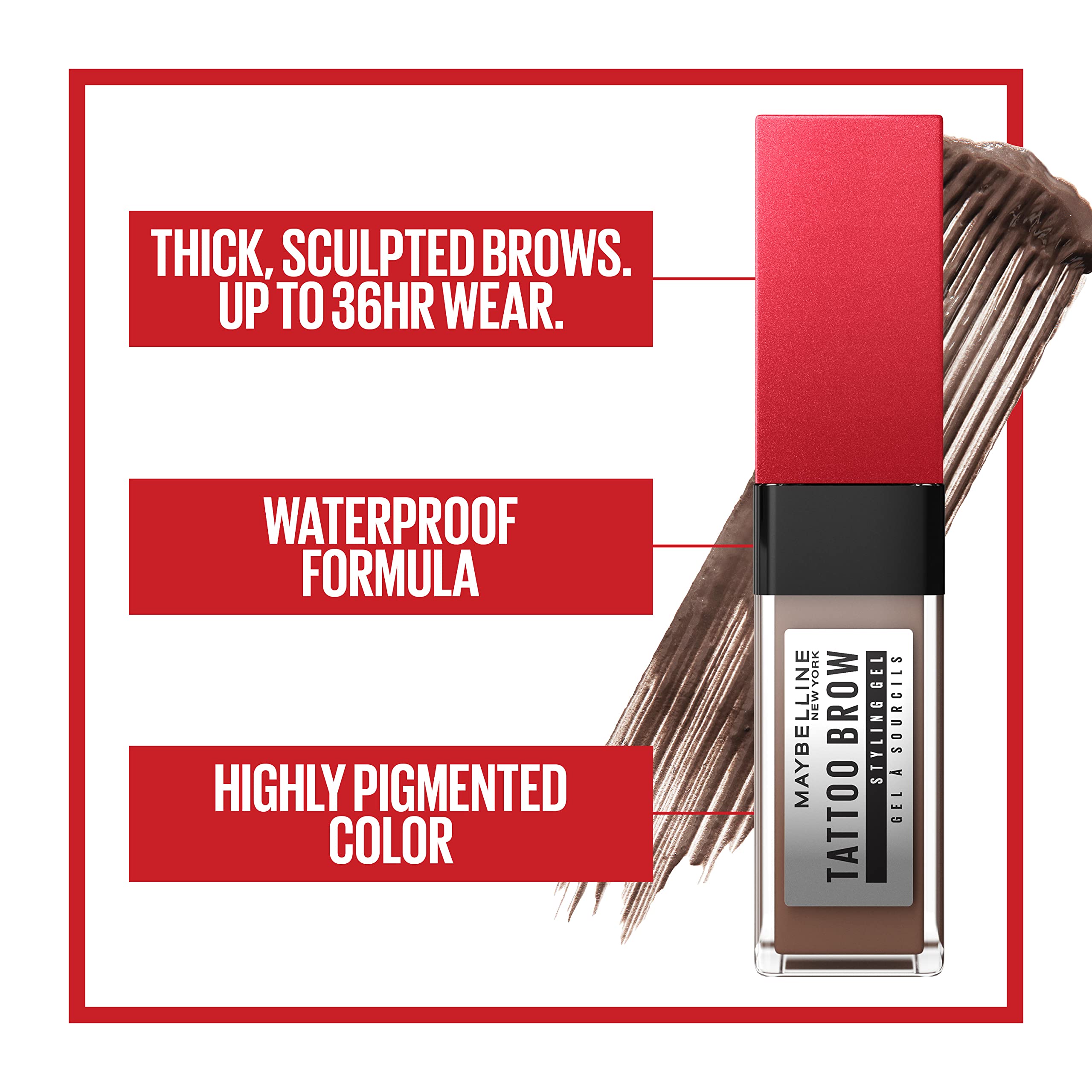 Maybelline Tattoo Studio Brow Styling Gel vegan formula with animal-free ingredients.