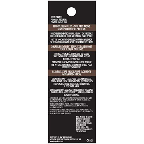 Maybelline TattooStudio Brow Pomade ash brown angled brush helps define brows with clean strokes