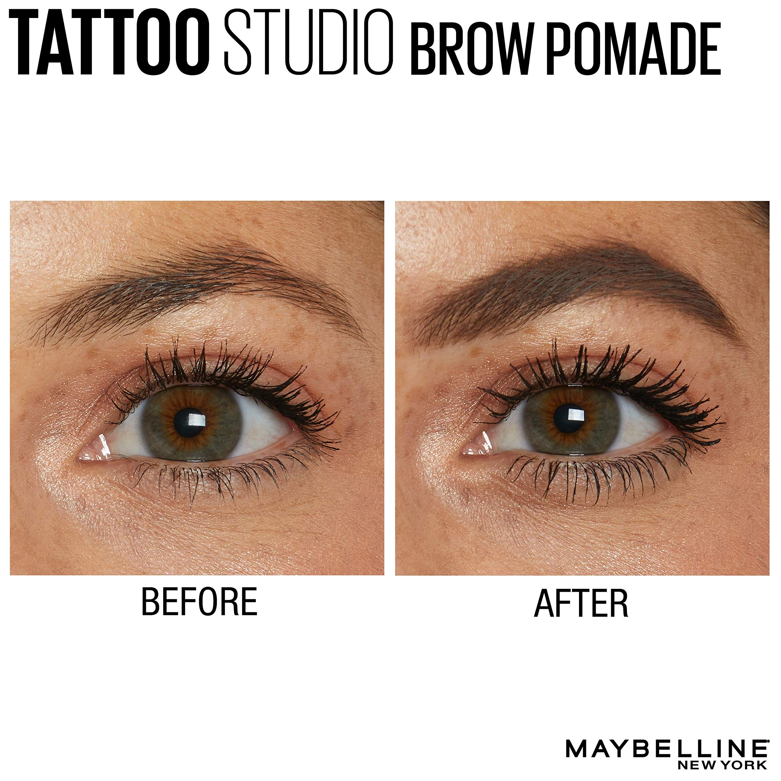 Maybelline TattooStudio Brow Pomade ash brown blend creates natural-looking fullness